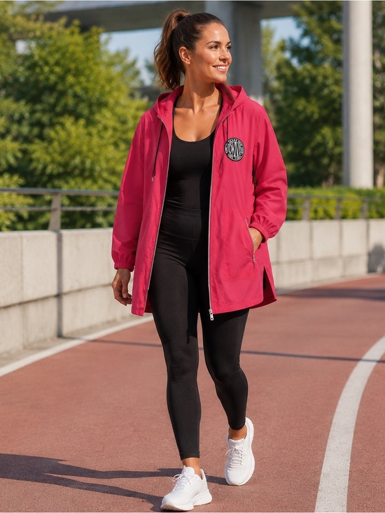 DKNY Jackets & Blazers - DKNY Red Lightweight Hooded Windbreaker Women’s XL
